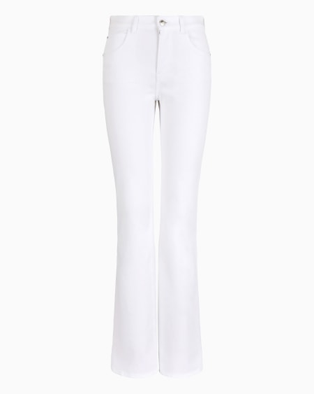 Armani Vaqueros J47 con cintura medio alta y bajo acampanado de denim elástico ligero efecto usado