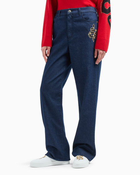 Armani Vaqueros J4B De Cintura Medio Alta Y Pernera Recta De Denim Con Bordado