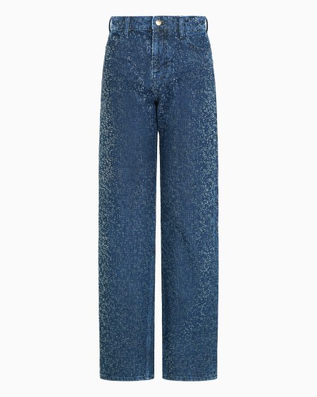 Armani Vaqueros J4G de cintura alta y pernera ancha de denim con aplicación integral de strass