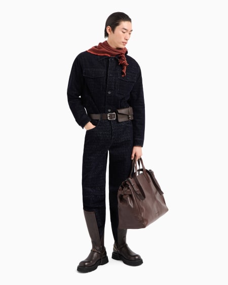 Armani Vaqueros J74 De Corte Holgado De Denim Con Inscripción Integral De Logotipo Flocado