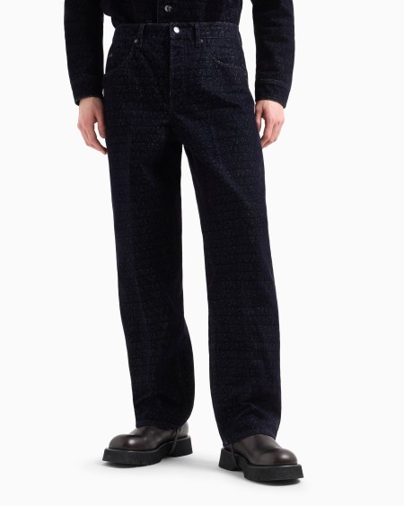 Armani Vaqueros J74 De Corte Holgado De Denim Con Inscripción Integral De Logotipo Flocado