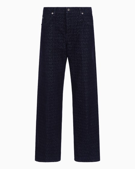 Armani Vaqueros J74 de corte holgado de denim con inscripción integral de logotipo flocado