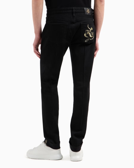 Armani Vaqueros J75 Slim Fit De Denim Con Orillo Y Bordado