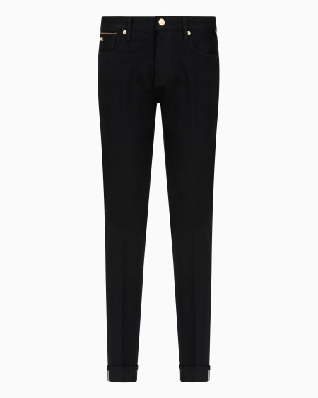 Armani Vaqueros J75 slim fit de denim con orillo y bordado
