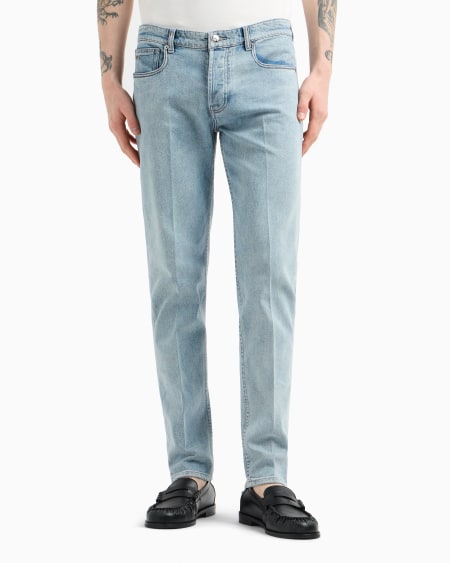Armani Vaqueros J75 Slim Fit En Denim Cómodo Con Lavado A La Piedra Blanqueado