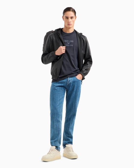 Armani Vaqueros J75 Slim Fit En Denim Con Lavado A La Piedra E Inscripción Integral