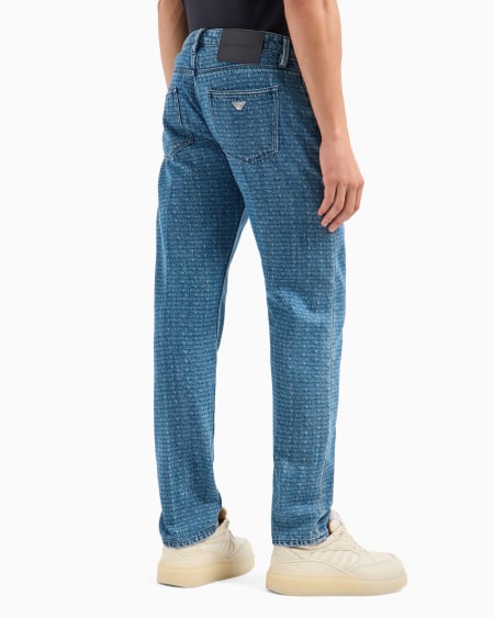 Armani Vaqueros J75 Slim Fit En Denim Con Lavado A La Piedra E Inscripción Integral