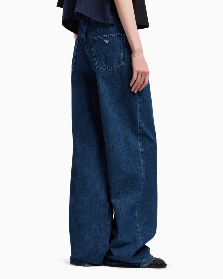 Armani Vaqueros J8B De Cintura Media Y Pernera Ancha De Denim Con Aplicación Integral De Strass