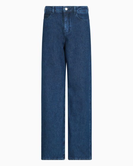 Armani Vaqueros J8B de cintura media y pernera ancha de denim con aplicación integral de strass