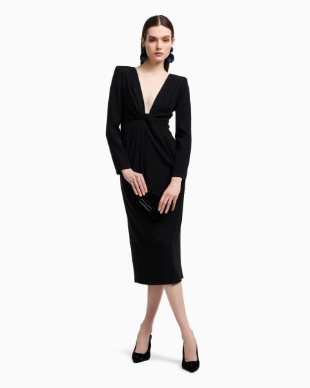 Armani Vestido A Media Pierna De Cady Técnico Con Detalle Trenzado