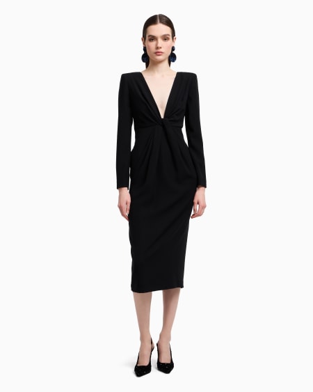 Armani Vestido A Media Pierna De Cady Técnico Con Detalle Trenzado