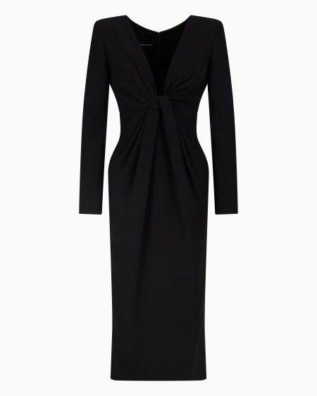 Armani Vestido a media pierna de cady técnico con detalle trenzado