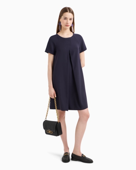 Armani Vestido Acampanado De Cady Técnico Con Maxipliegue Godet