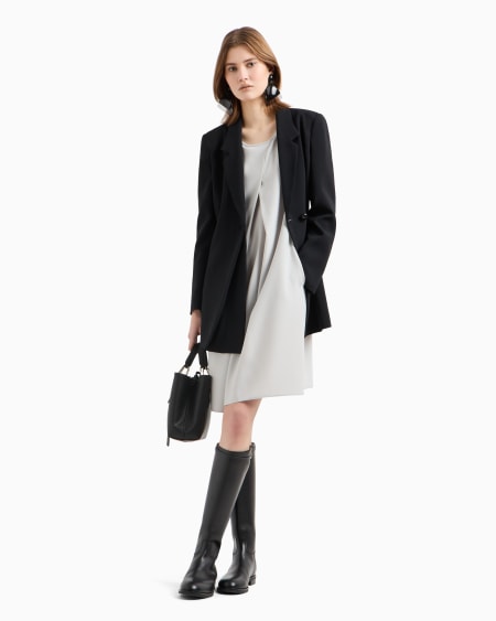 Armani Vestido Acampanado De Cady Técnico Con Maxipliegue Godet