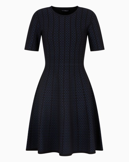 Armani Vestido acampanado de punto con elaboración en tejido jacquard
