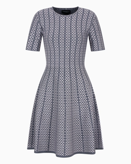 Armani Vestido acampanado de punto con elaboración en tejido jacquard