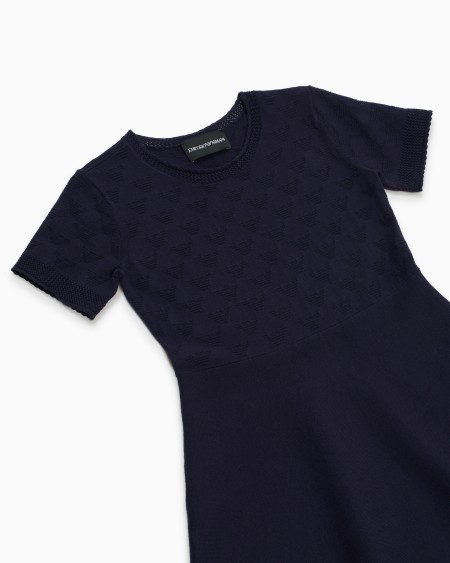 Armani Vestido Acampanado De Punto Jacquard Con Motivo Integral De águila