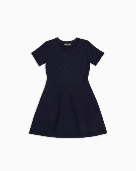 Armani Vestido acampanado de punto jacquard con motivo integral de águila