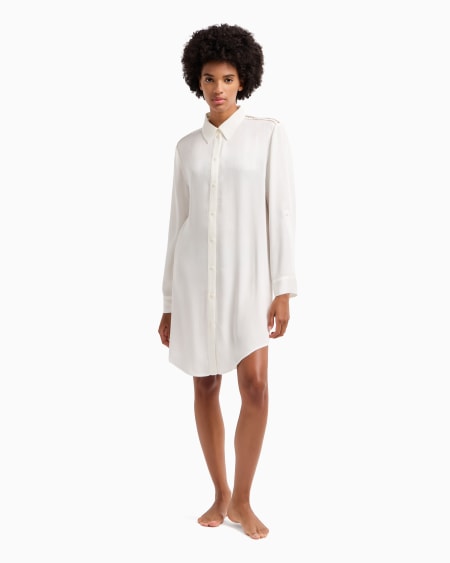 Armani Vestido Camisero Playero Con Detalles De Encaje Con Logotipo