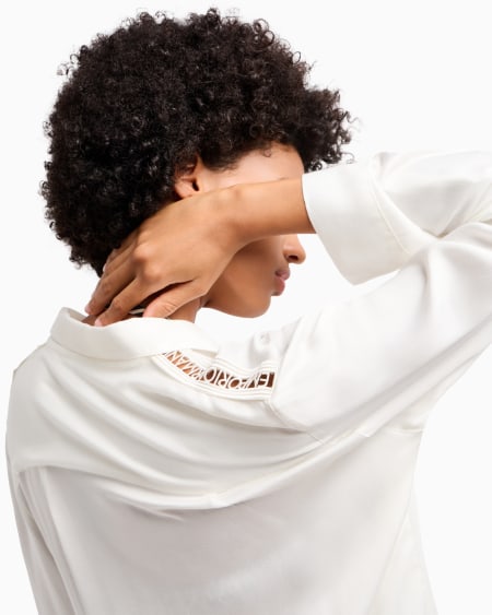 Armani Vestido Camisero Playero Con Detalles De Encaje Con Logotipo