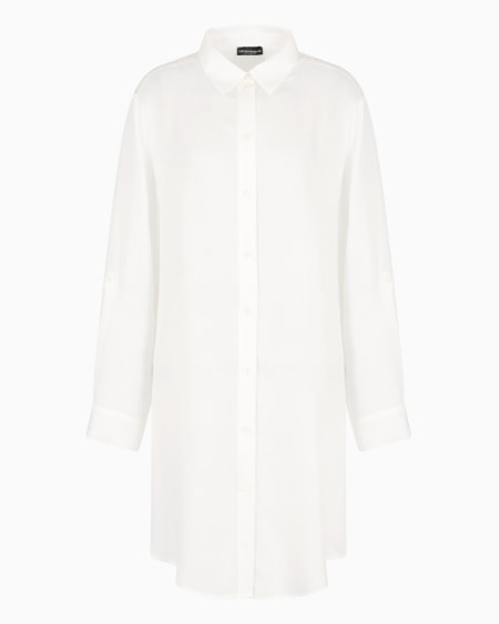 Armani Vestido camisero playero con detalles de encaje con logotipo