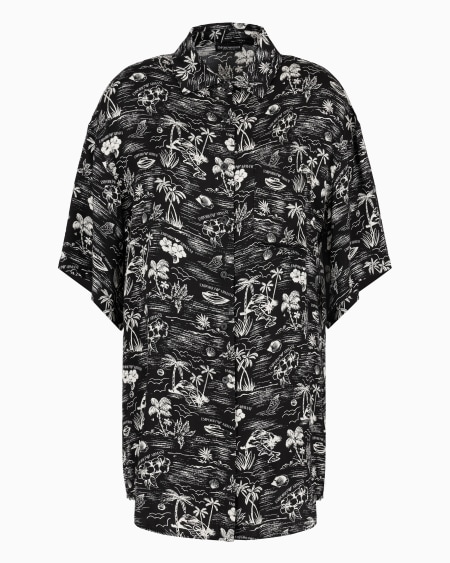 Armani Vestido camisero playero con estampado integral