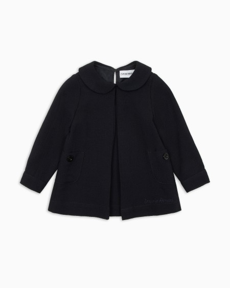 Armani Vestido con cuello Claudine en mezcla de lana y viscosa con abertura delantera y pliegues