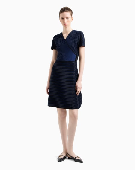 Armani Vestido Con Escote Cruzado De Tejido Ottoman