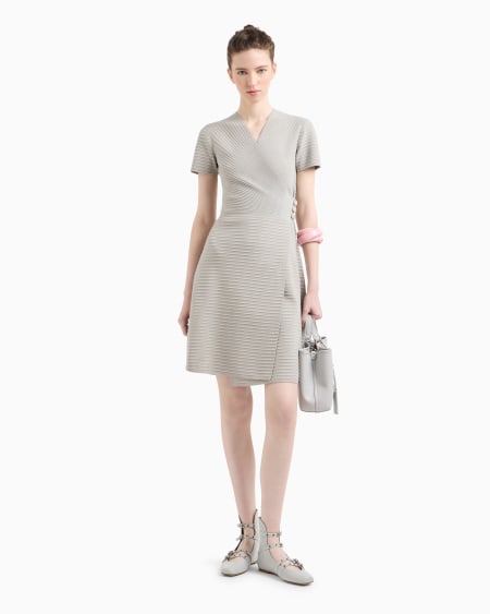 Armani Vestido Con Escote Cruzado De Tejido Ottoman