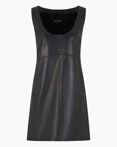 Armani Vestido con escote redondo de napa de cordero anilina
