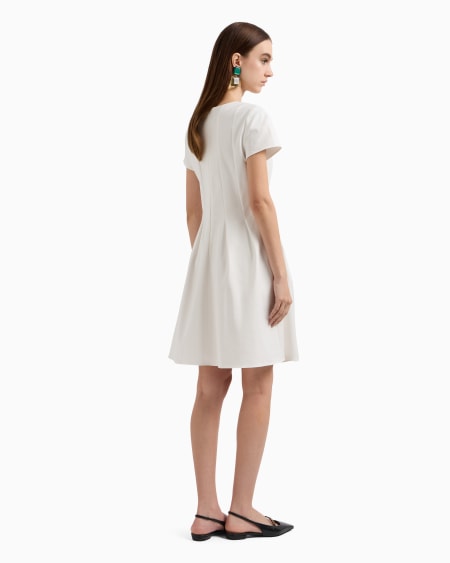 Armani Vestido Con Pliegues En Mezcla De Algodón Couture