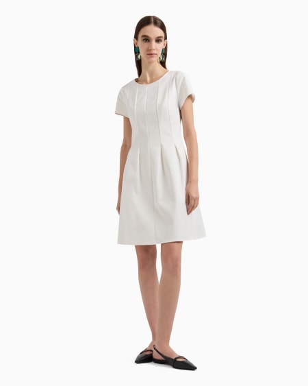 Armani Vestido Con Pliegues En Mezcla De Algodón Couture