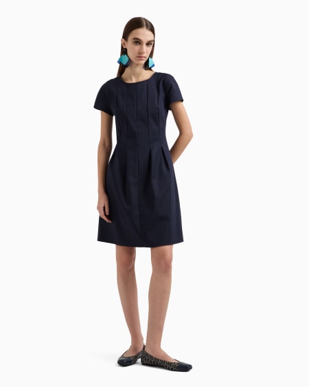 Armani Vestido Con Pliegues En Mezcla De Algodón Couture