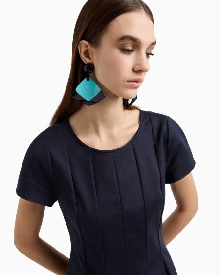 Armani Vestido Con Pliegues En Mezcla De Algodón Couture