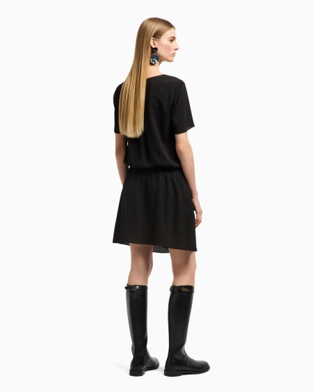 Armani Vestido Corto De Crepé Fluido Con Fruncido Y Cinturón