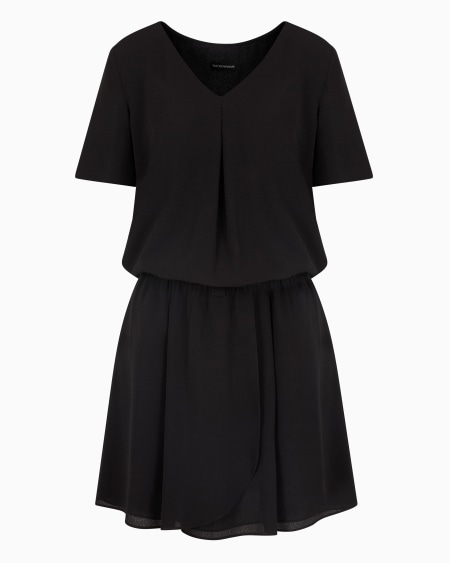 Armani Vestido corto de crepé fluido con fruncido y cinturón