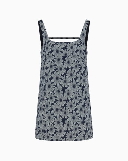 Armani Vestido de denim con motivo integral de margaritas en tejido jacquard cápsula Peace ASV