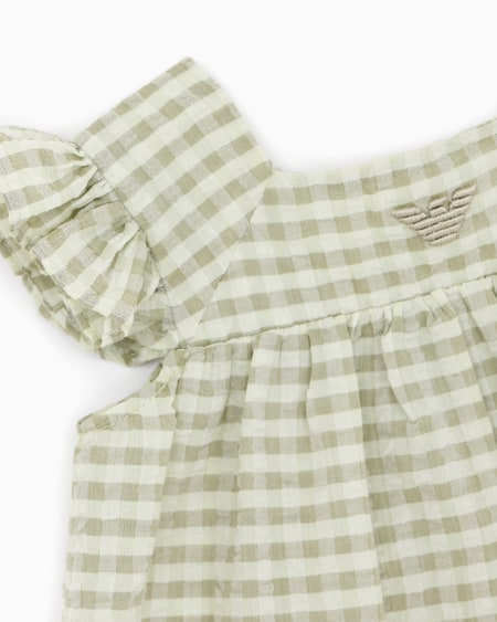 Armani Vestido De Guinga De Algodón Con Acabado Sirsaca