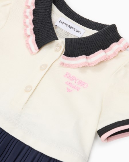 Armani Vestido De Piqué Con Cuello De Polo Y Falda Plisada