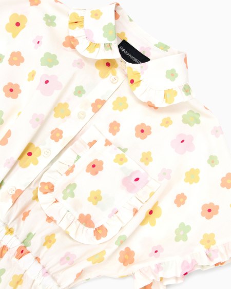 Armani Vestido De Popelina Con Estampado Integral Y Cintura Elástica