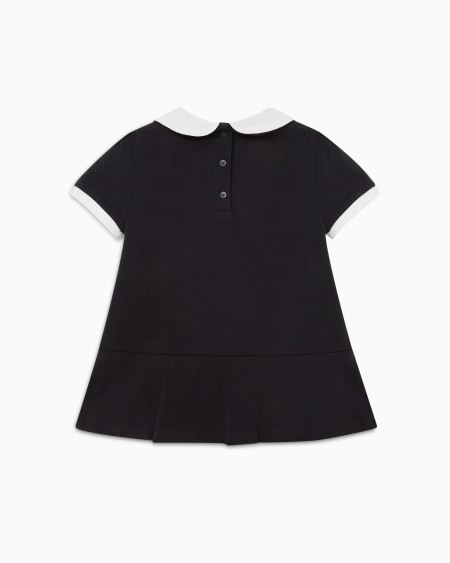 Armani Vestido De Punto Con Cuello Claudine Y Falda Plisada