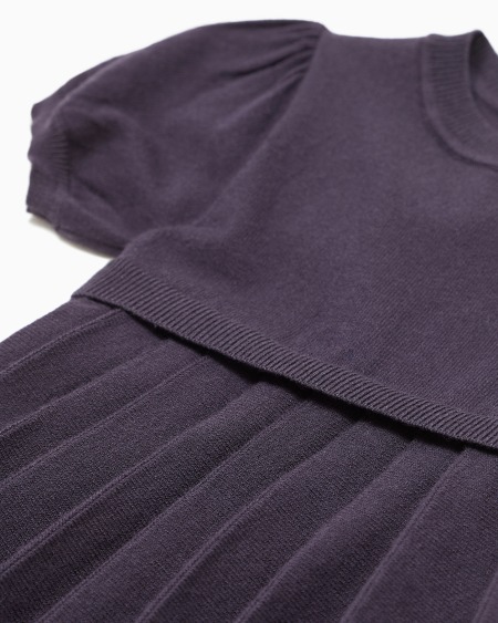 Armani Vestido De Punto Con Falda Plisada Y Borde Con Logotipo