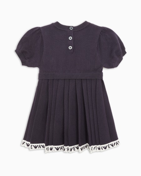 Armani Vestido De Punto Con Falda Plisada Y Borde Con Logotipo