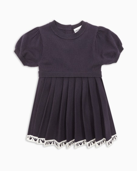 Armani Vestido de punto con falda plisada y borde con logotipo