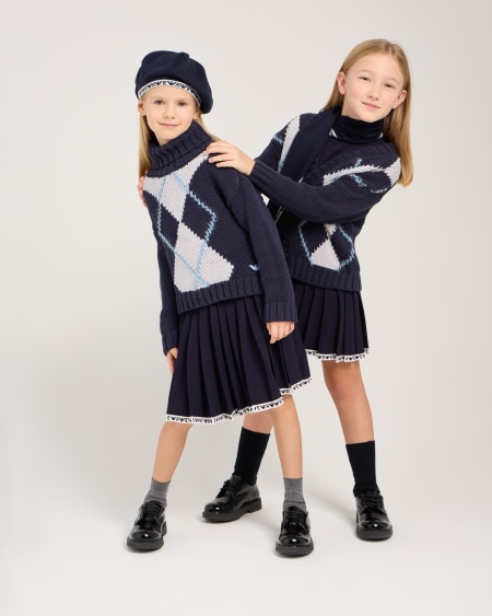 Armani Vestido De Punto Con Falda Plisada Y Bordes Con Logotipo