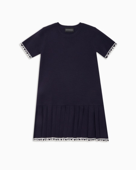 Armani Vestido de punto con falda plisada y bordes con logotipo