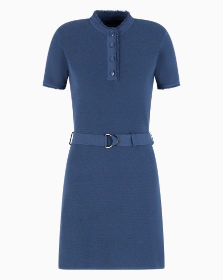 Armani Vestido de punto efecto grano de arroz con cinturón