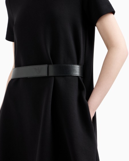 Armani Vestido De Punto Ottoman Con Escote Barco Y Cinturón