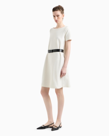 Armani Vestido De Punto Ottoman Con Escote Barco Y Cinturón