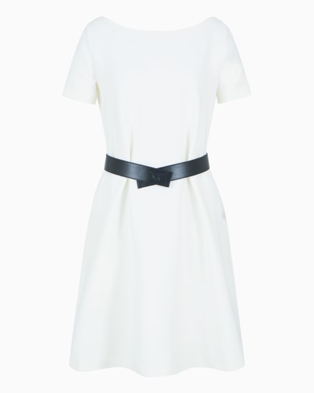 Armani Vestido de punto ottoman con escote barco y cinturón
